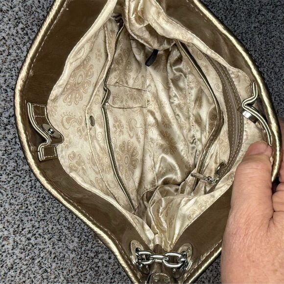 Grace Adele Women's Gold Quilted Shoulder Bag with Chain Straps​ - Picture 5 of 10